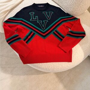 Louis Vuitton Men's Red and Black Crewneck Sweater